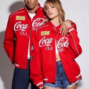 Unisex Coca-Cola patch bomber jacket.